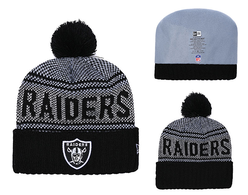 Raiders Retro Black Pom Knit Hat YD