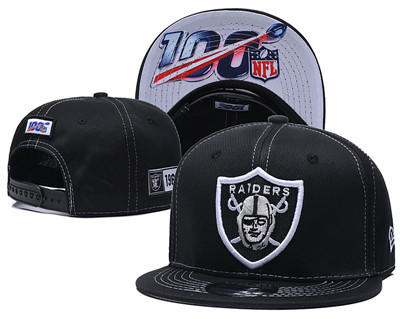 Raiders Team Logo Black 100th Seanson Adjustable Hat YD