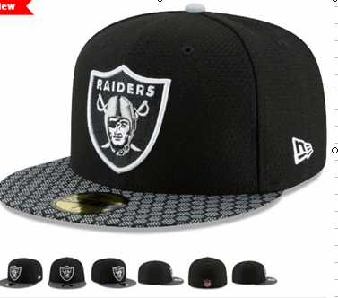 Raiders Team Logo Black Fitted Hat LX
