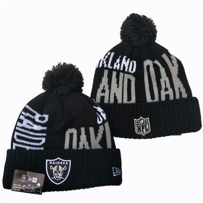 Raiders Team Logo Black Pom Knit Hat YD