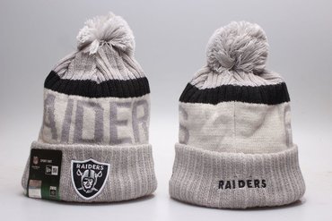 Raiders Team Logo Light Gray Knit Hat YP