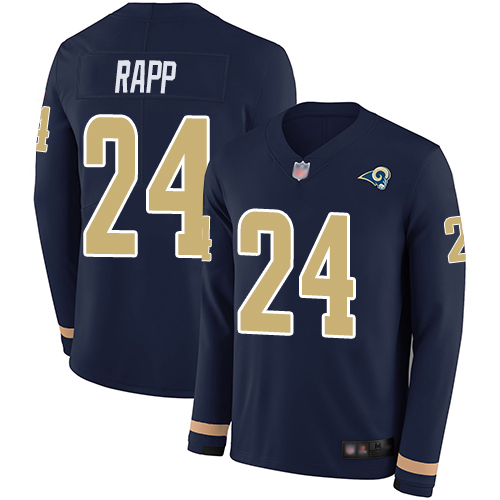 Rams #24 Taylor Rapp Navy Blue Team Color Men's Stitched Football Limited Therma Long Sleeve Jersey Rams #24 Taylor Rapp Navy Blue Team Color Men's Stitched Football Limited Therma Long Sleeve Jersey
