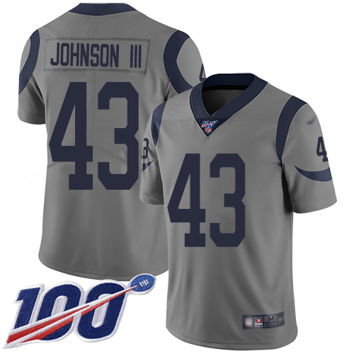 Rams #43 John Johnson III Gray Men's Stitched Football Limited Inverted Legend 100th Season Jersey Rams #43 John Johnson III Gray Men's Stitched Football Limited Inverted Legend 100th Season Jersey