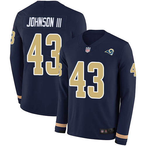 Rams #43 John Johnson III Navy Blue Team Color Men's Stitched Football Limited Therma Long Sleeve Jersey Rams #43 John Johnson III Navy Blue Team Color Men's Stitched Football Limited Therma Long Sleeve Jersey