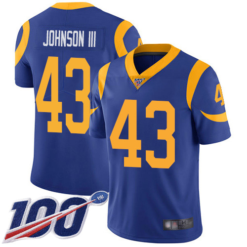 Rams #43 John Johnson III Royal Blue Alternate Men's Stitched Football 100th Season Vapor Limited Jersey Rams #43 John Johnson III Royal Blue Alternate Men's Stitched Football 100th Season Vapor Limited Jersey