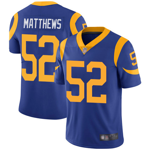 Rams #52 Clay Matthews Royal Blue Alternate Youth Stitched Football Vapor Untouchable Limited Jersey Rams #52 Clay Matthews Royal Blue Alternate Youth Stitched Football Vapor Untouchable Limited Jersey