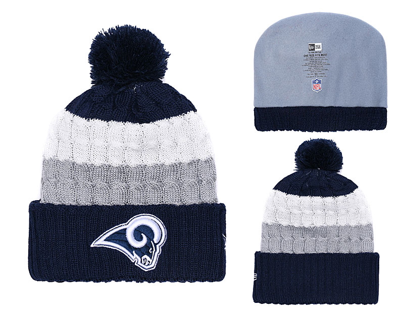 Rams Classic Navy Pom Knit Hat YD