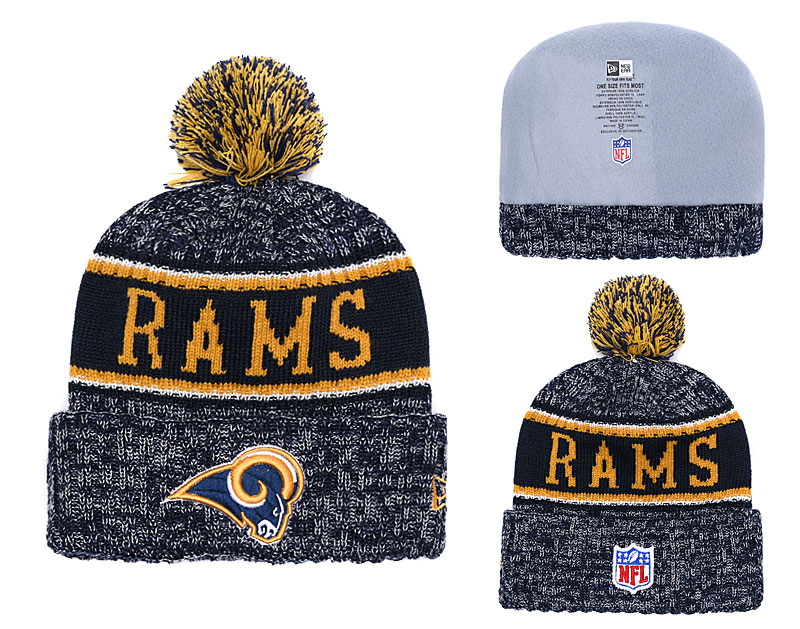 Rams Fresh Logo Navy Pom Knit Hat YD