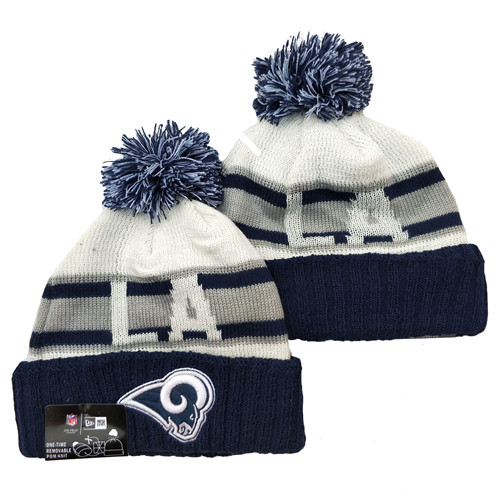 Rams Team Logo Navy White Cuffed Knit Hat YD