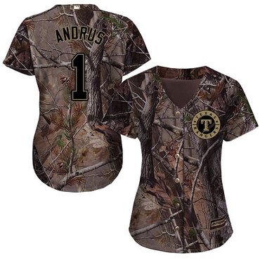 Rangers #1 Elvis Andrus Camo Realtree Collection Cool Base Women's Stitched Baseball Jersey Rangers #1 Elvis Andrus Camo Realtree Collection Cool Base Women's Stitched Baseball Jersey