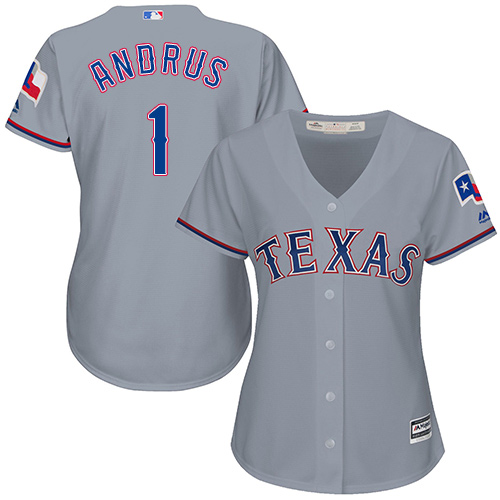 Rangers #1 Elvis Andrus Grey Road Women's Stitched MLB Jersey Rangers #1 Elvis Andrus Grey Road Women's Stitched MLB Jersey