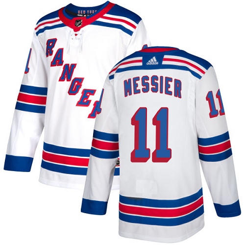 Rangers #11 Mark Messier White Road Authentic Stitched Hockey Jersey