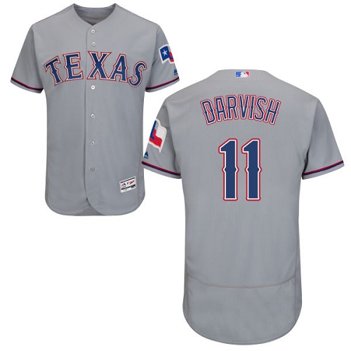 Rangers #11 Yu Darvish Grey Flexbase Authentic Collection Stitched MLB Jersey