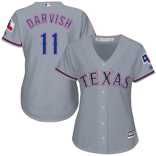 Rangers #11 Yu Darvish Grey Road Women's Stitched MLB Jersey Rangers #11 Yu Darvish Grey Road Women's Stitched MLB Jersey