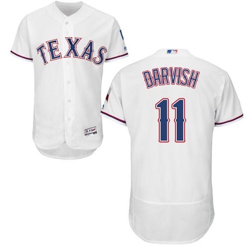 Rangers #11 Yu Darvish White Flexbase Authentic Collection Stitched MLB Jersey