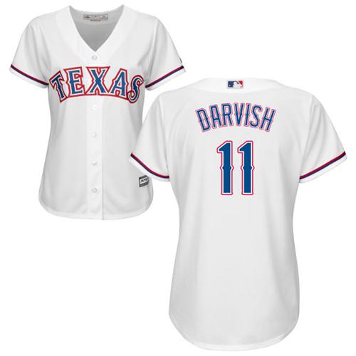 Rangers #11 Yu Darvish White Women's Fashion Stitched MLB Jersey Rangers #11 Yu Darvish White Women's Fashion Stitched MLB Jersey
