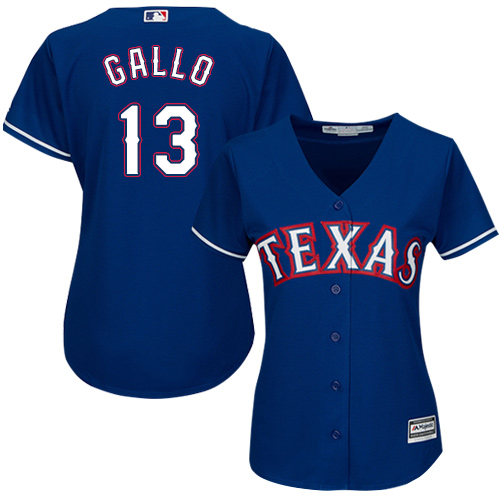 Rangers #13 Joey Gallo Blue Alternate Women's Stitched Baseball Jersey Rangers #13 Joey Gallo Blue Alternate Women's Stitched Baseball Jersey
