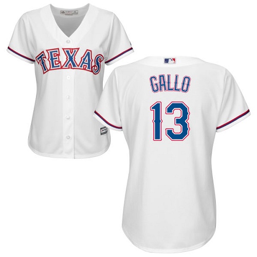Rangers #13 Joey Gallo White Home Women's Stitched Baseball Jersey Rangers #13 Joey Gallo White Home Women's Stitched Baseball Jersey