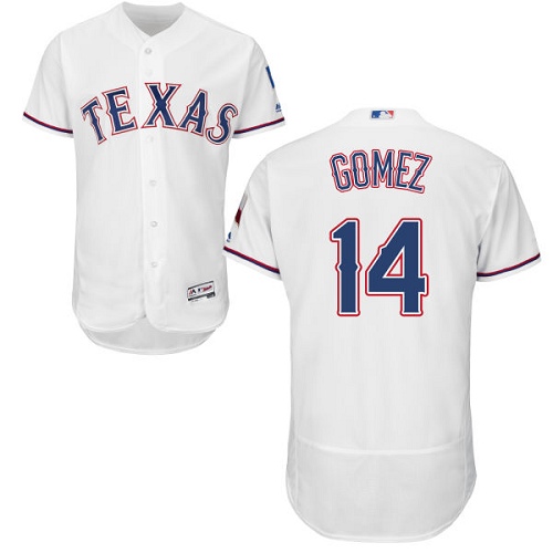 Rangers #14 Carlos Gomez White Flexbase Authentic Collection Stitched MLB Jersey