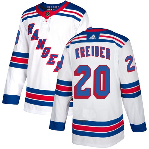 Rangers #20 Chris Kreider White Road Authentic Stitched Hockey Jersey