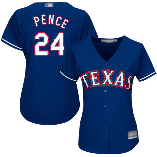 Rangers #24 Hunter Pence Blue Alternate Women's Stitched Baseball Jersey Rangers #24 Hunter Pence Blue Alternate Women's Stitched Baseball Jersey