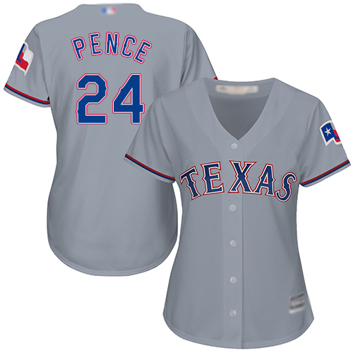 Rangers #24 Hunter Pence Grey Road Women's Stitched Baseball Jersey Rangers #24 Hunter Pence Grey Road Women's Stitched Baseball Jersey