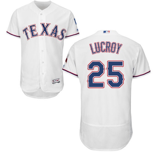 Rangers #25 Jonathan Lucroy White Flexbase Authentic Collection Stitched MLB Jersey