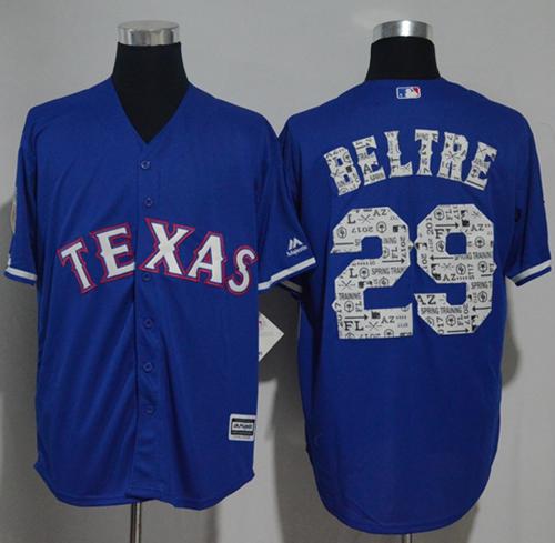 Rangers #29 Adrian Beltre Blue 2017 Spring Training Cool Base Stitched MLB Jersey