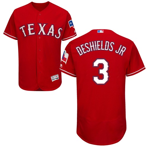 Rangers #3 Delino DeShields Jr. Red Flexbase Authentic Collection Stitched Baseball Jersey
