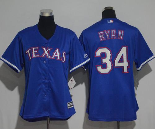 Rangers #34 Nolan Ryan Blue Alternate Women's Stitched MLB Jersey Rangers #34 Nolan Ryan Blue Alternate Women's Stitched MLB Jersey