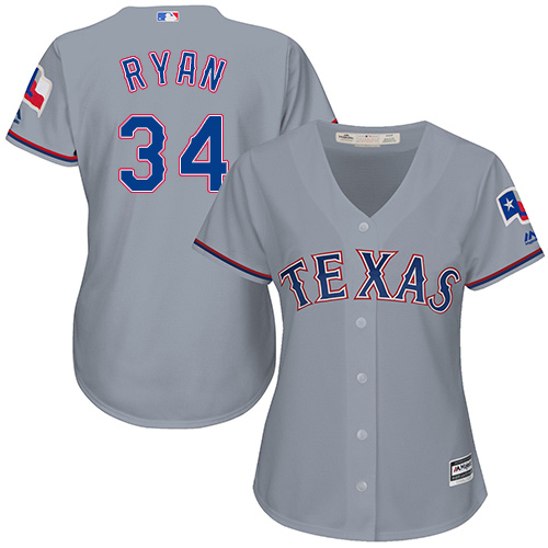 Rangers #34 Nolan Ryan Grey Road Women's Stitched MLB Jersey Rangers #34 Nolan Ryan Grey Road Women's Stitched MLB Jersey