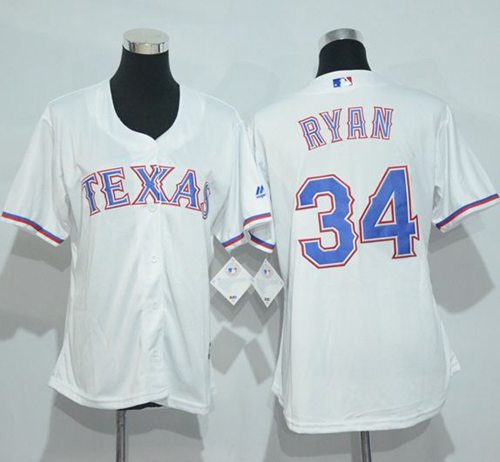 Rangers #34 Nolan Ryan White Women's Home Stitched MLB Jersey Rangers #34 Nolan Ryan White Women's Home Stitched MLB Jersey