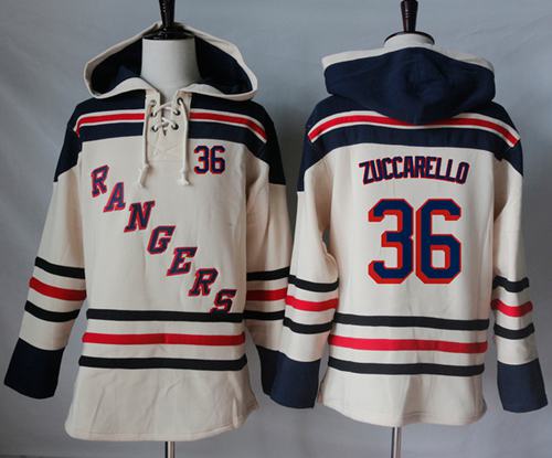 Rangers #36 Mats Zuccarello Cream Sawyer Hooded Sweatshirt Stitched NHL Jersey Rangers #36 Mats Zuccarello Cream Sawyer Hooded Sweatshirt Stitched NHL Jersey
