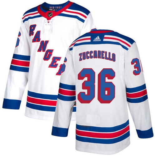Rangers #36 Mats Zuccarello White Road Authentic Stitched Hockey Jersey