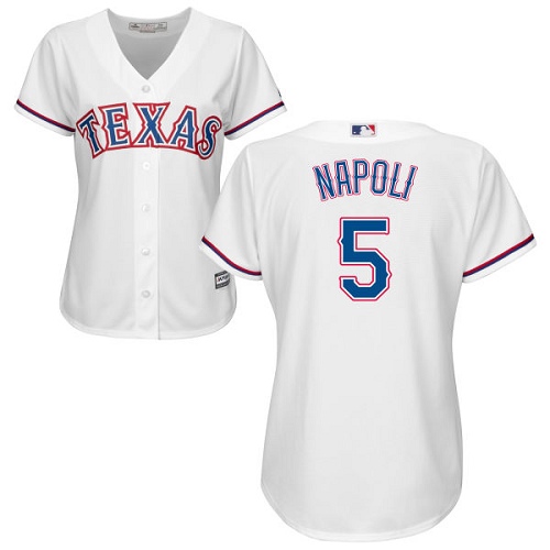 Rangers #5 Mike Napoli White Home Women's Stitched MLB Jersey Rangers #5 Mike Napoli White Home Women's Stitched MLB Jersey