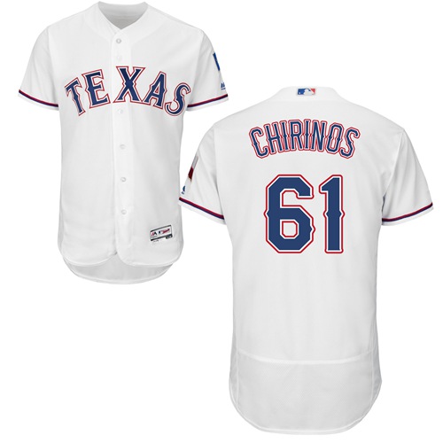 Rangers #61 Robinson Chirinos White Flexbase Authentic Collection Stitched Baseball Jersey