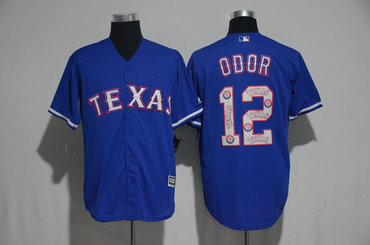 Rangers 12 Rougned Odor Blue Team Logo Print Cool Base Jersey