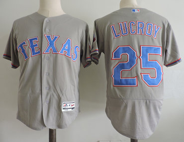 Rangers 25 Jonathan Lucroy Gray Flexbase Jersey