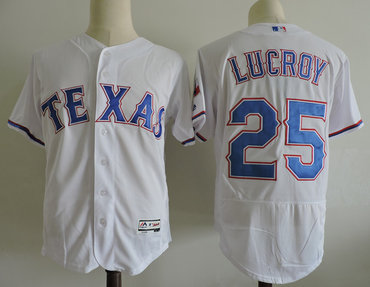 Rangers 25 Jonathan Lucroy White Flexbase Jersey