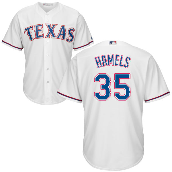 Rangers 35 Cole Hamels White Cool Base Jersey