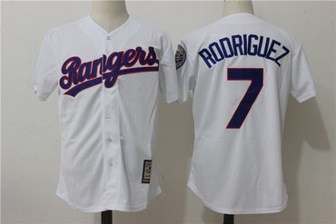 Rangers 7 Ivan Rodriguez White Throwback Jersey