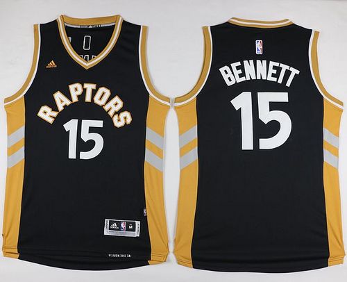 Raptors #15 Anthony Bennett Black Gold Stitched NBA Jersey