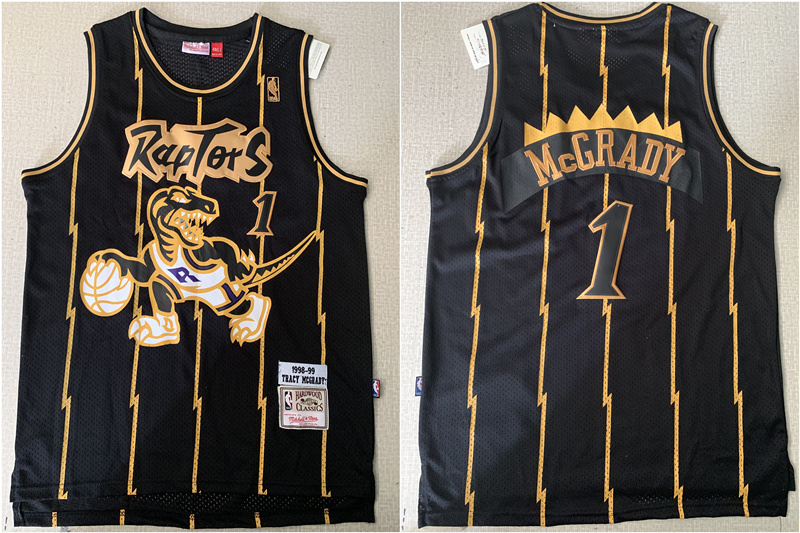 Raptors 1 Tracy McGrady Black 1998-99 Hardwood Classics Mesh Jersey