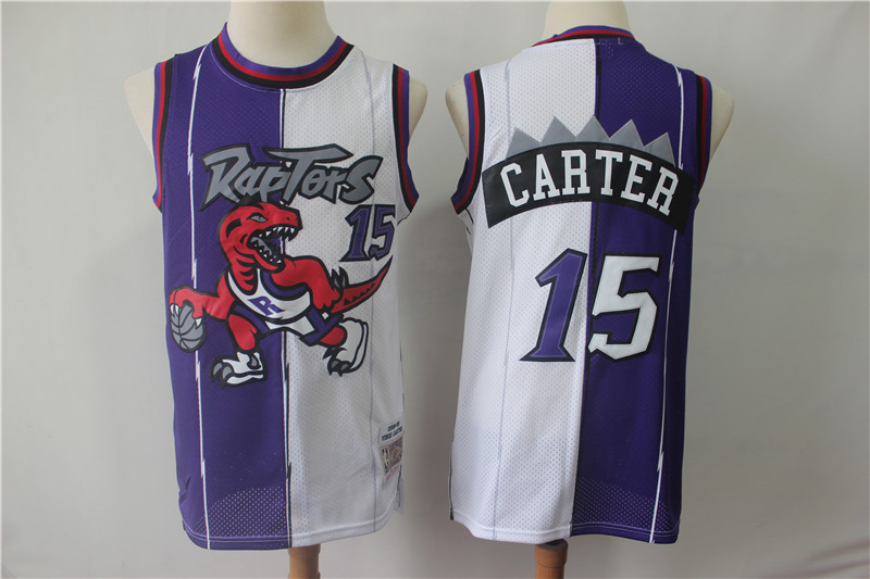 Raptors 15 Vince Carter Purple White Split Swingman Jersey