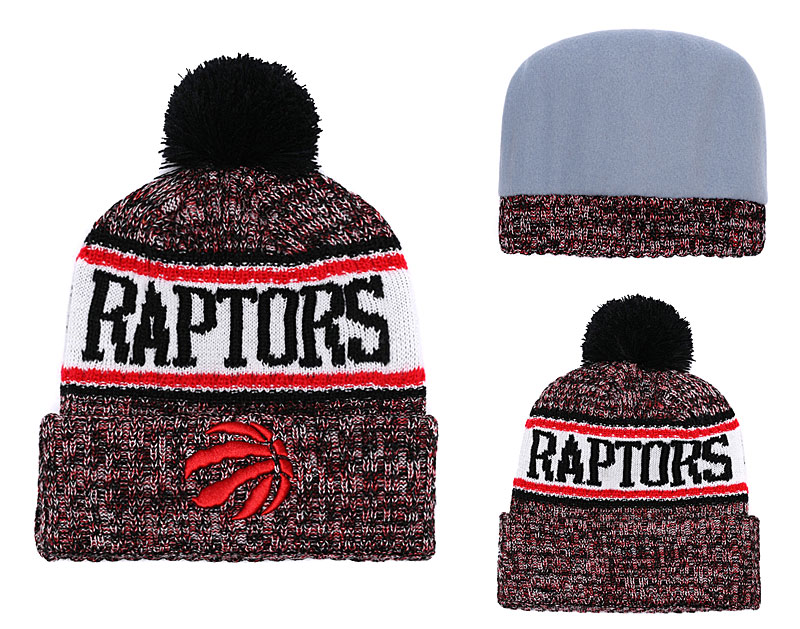 Raptors Banner Block Fashion Pom Knit Hat