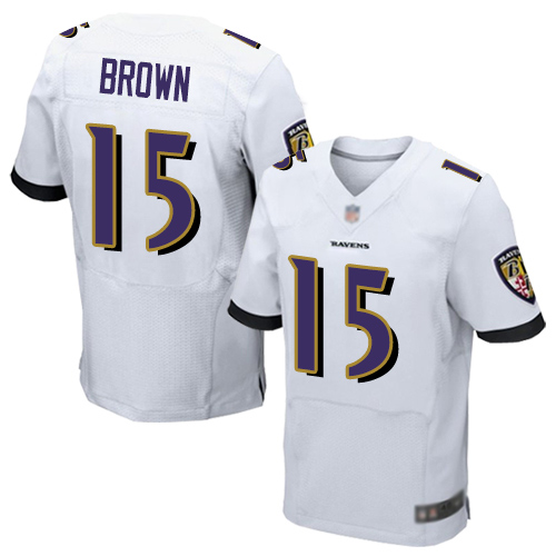 Ravens #15 Marquise Brown White Men's Stitched Football New Elite Jersey Ravens #15 Marquise Brown White Men's Stitched Football New Elite Jersey