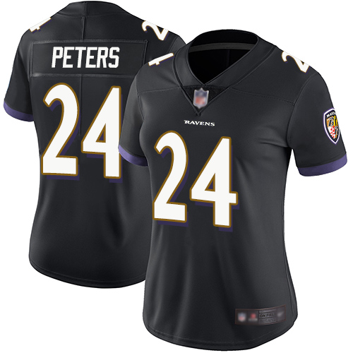 Ravens #24 Marcus Peters Black Alternate Women's Stitched Football Vapor Untouchable Limited Jersey Ravens #24 Marcus Peters Black Alternate Women's Stitched Football Vapor Untouchable Limited Jersey