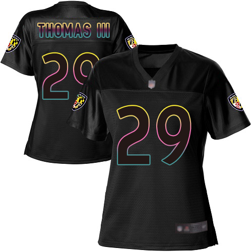 Ravens #29 Earl Thomas III Black Women's Football Fashion Game Jersey Ravens #29 Earl Thomas III Black Women's Football Fashion Game Jersey