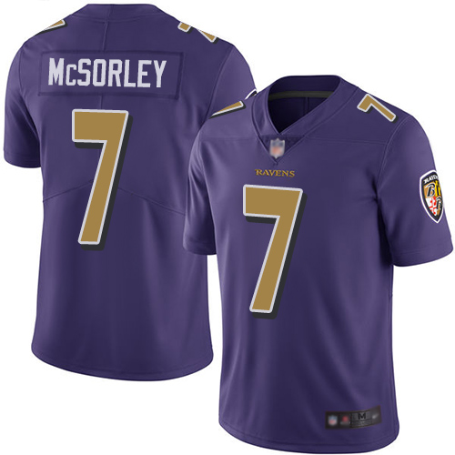 Ravens #7 Trace McSorley Purple Men's Stitched Football Limited Rush Jersey Ravens #7 Trace McSorley Purple Men's Stitched Football Limited Rush Jersey