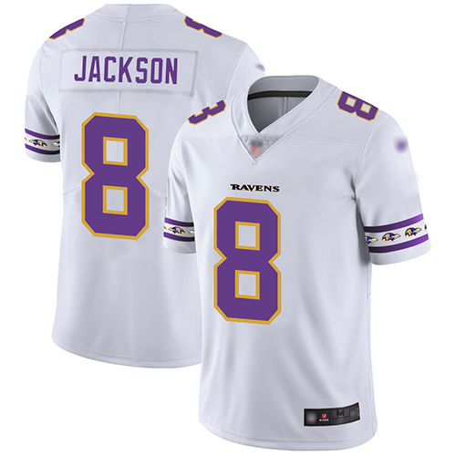 Ravens #8 Lamar Jackson White Men's Stitched Football Limited Team Logo Fashion Jersey Ravens #8 Lamar Jackson White Men's Stitched Football Limited Team Logo Fashion Jersey